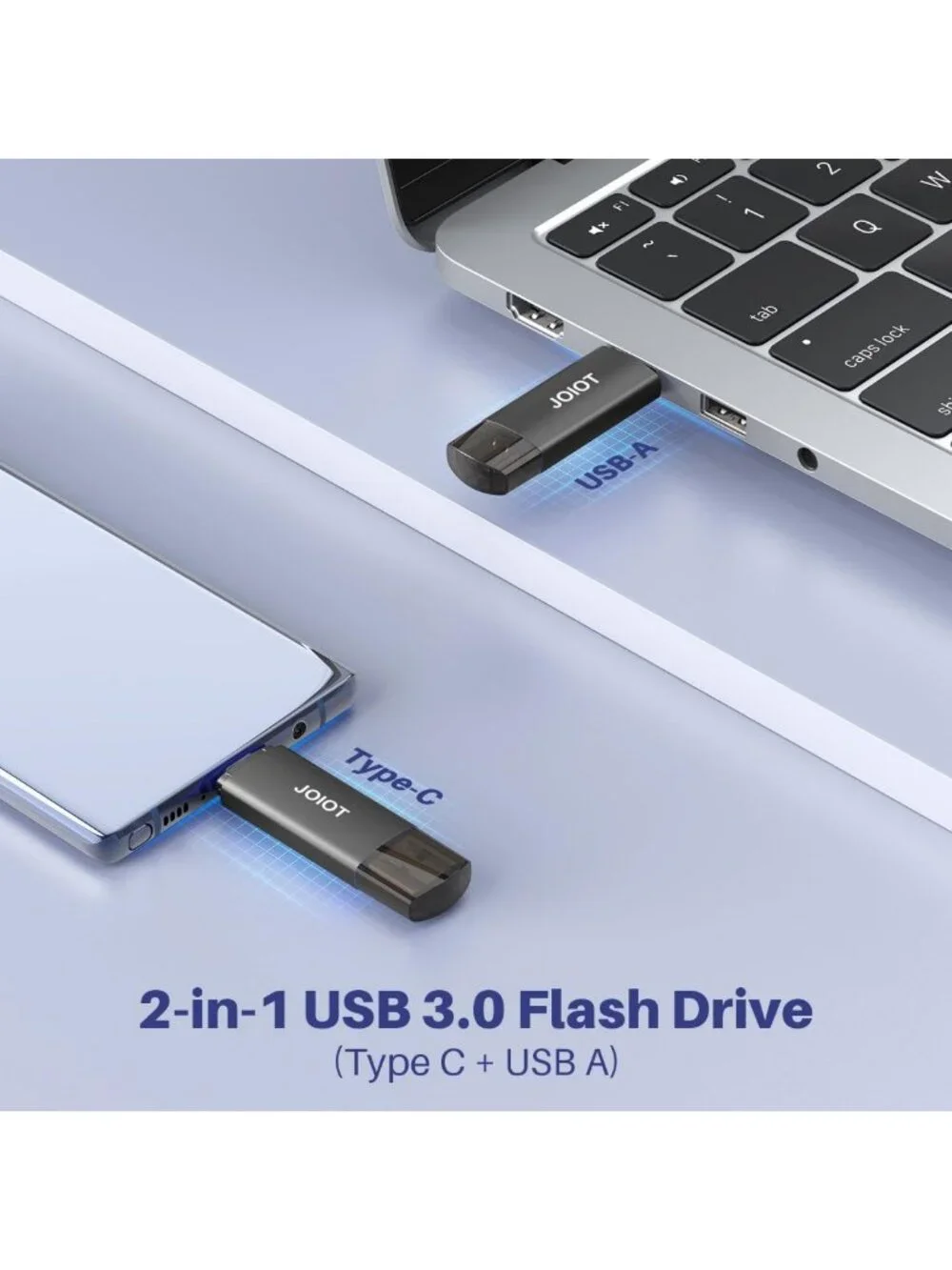 128GB Dual USB C Flash Drive - 2-in-1 Type-C & USB A Portable Thumb Drive